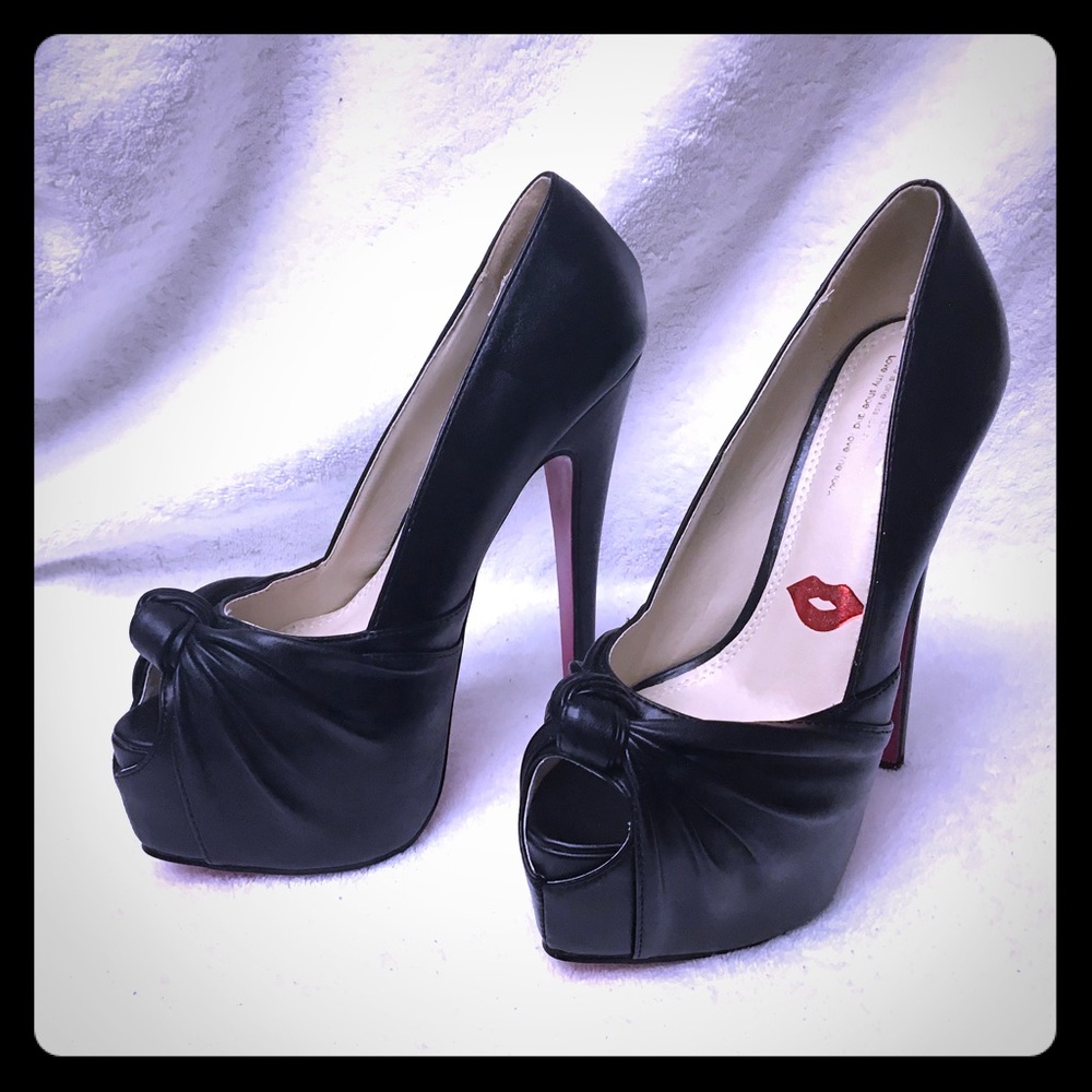 Redkiss leather peep toe platform heels